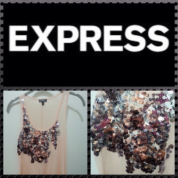Express light peach tank with sequins