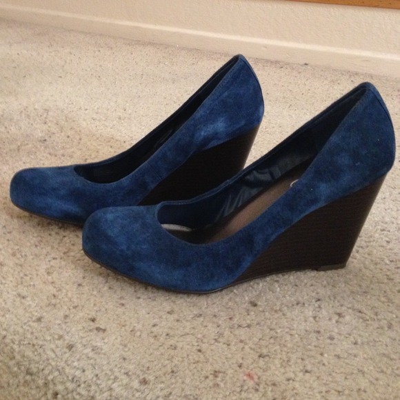 Jessica Simpson Dark Blue Suede Wedges