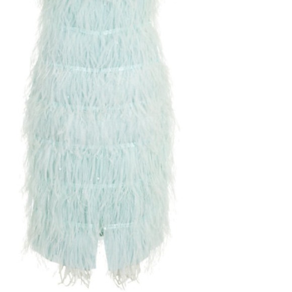 ST.JOHN  Green Tiered Feather Cocktail Dress - Picture 2 of 4