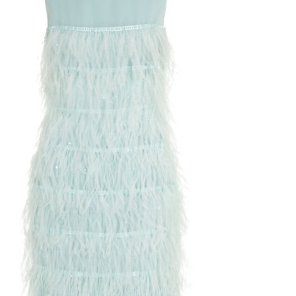 ST.JOHN  Green Tiered Feather Cocktail Dress - Picture 4 of 4