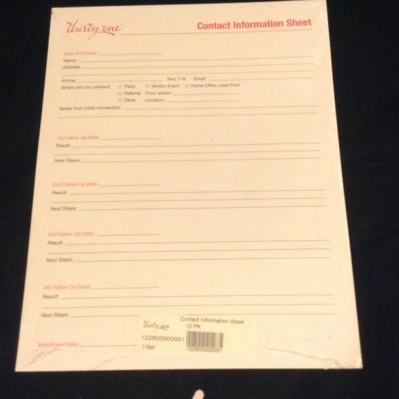 unopened thirty one contact information sheets(10) - Picture 1 of 2