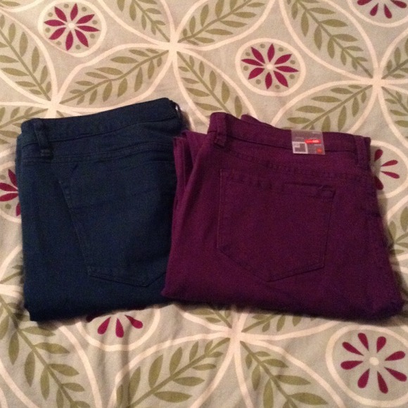 Teal and purple skinny jeans!