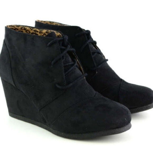 Black Suede Booties Wedge