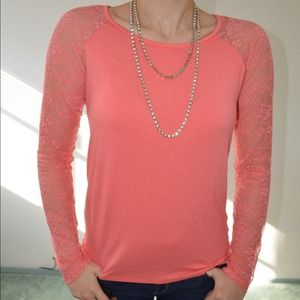 ‼️HOLD‼️Lace Coral Long Sleeve
