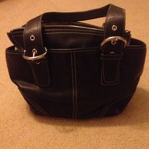 A coach black leather bag