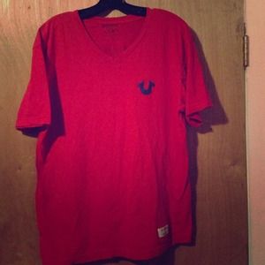 true religion red V-neck shirt MEN