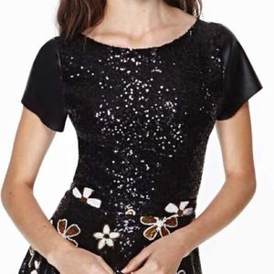 Asha Faux Leather Sequin Top