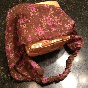 Brown pink green floral headband