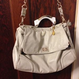 Taupe Big Buddha shoulder bag with gold accents