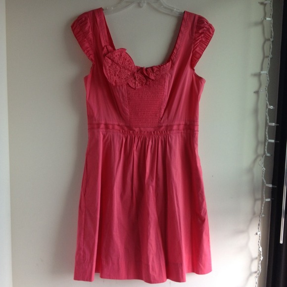 BCBG Pink Floral Stretch Poplin Dress - Picture 2 of 4