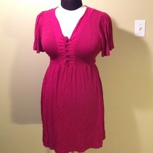 Tie back empire fuschia knit dress