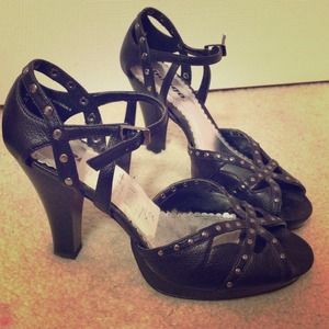 Sexy Black Studded Bongo Heels