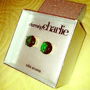 Green stud earrings