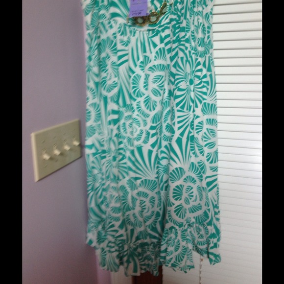 🎈 SOld Lovely dress in teal and white print. - Picture 2 of 4