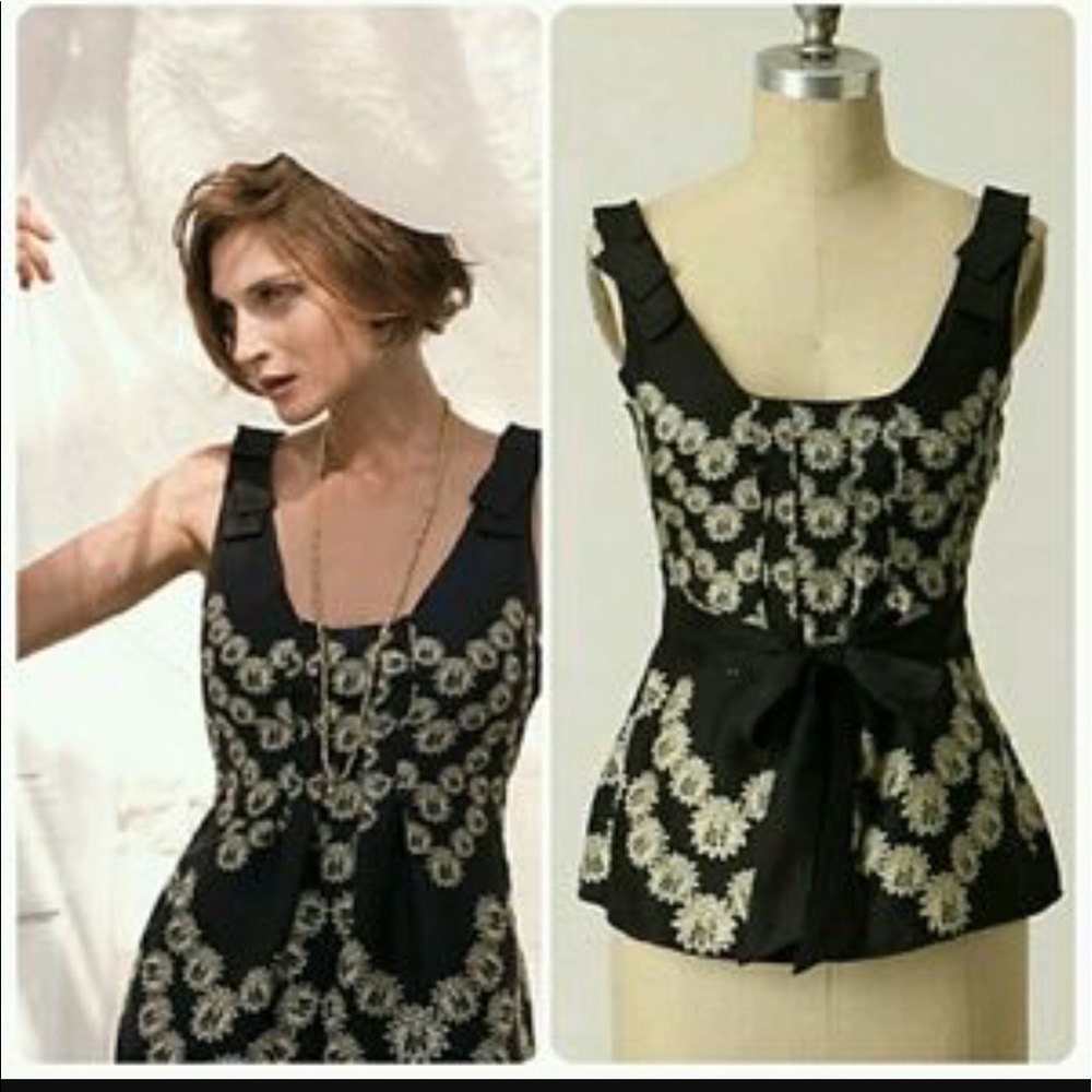 Black Anthro top with floral motif