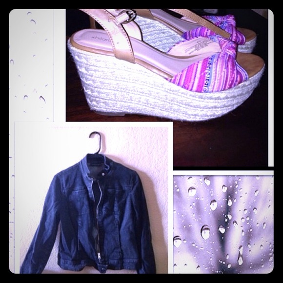 Bundle of Black Jean jacket and aztec sandals