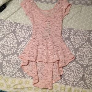 Pink high-low lace top🎀