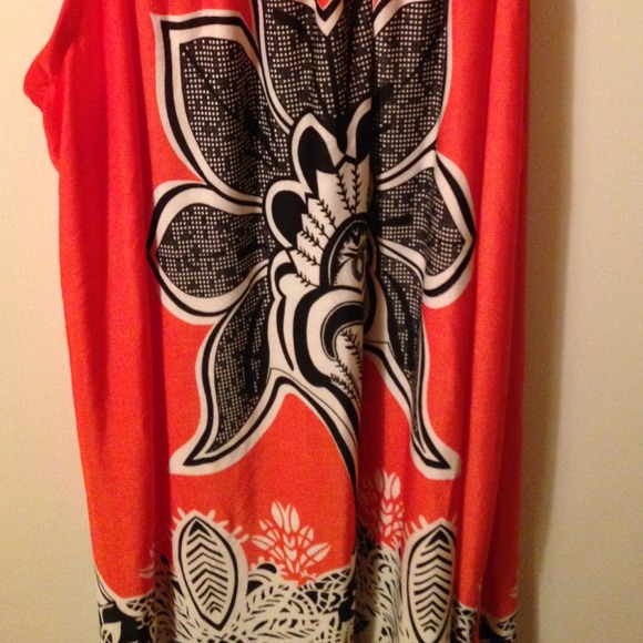 NWT | Orange with Black/White Patterned Sun Dress - Picture 3 of 4