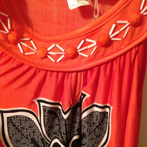 NWT | Orange with Black/White Patterned Sun Dress - Picture 4 of 4