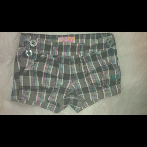 Roxy Shorts plaid turquoise & pink little girls 4T