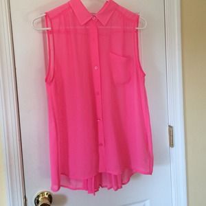 Sheer AE neon pink sheer top