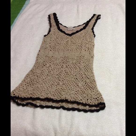 Tan crochet tank