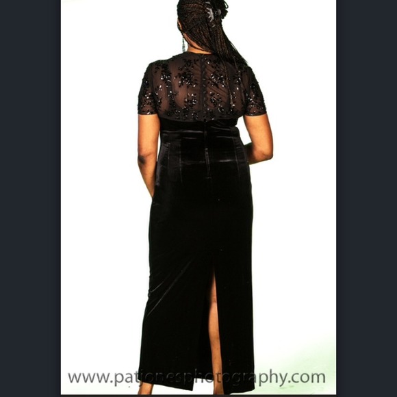 Elegant Beaded Back Evening Gown