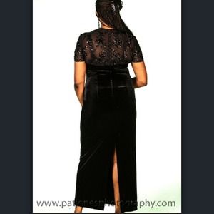 Elegant Beaded Back Evening Gown