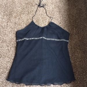 Black silk halter top