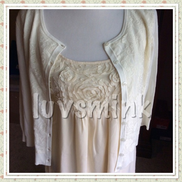 🌸🌸CABLE & GAGE IVORY CROPPED CARDIGAN 🌸🌸 - Picture 2 of 3