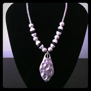 Silver  and Black Necklace BIJOUTERIE