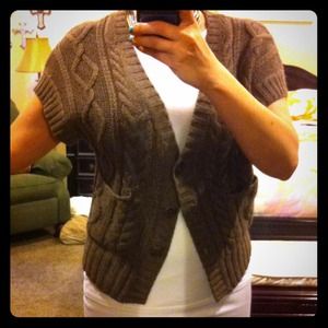 Brown short sleeve cardigan