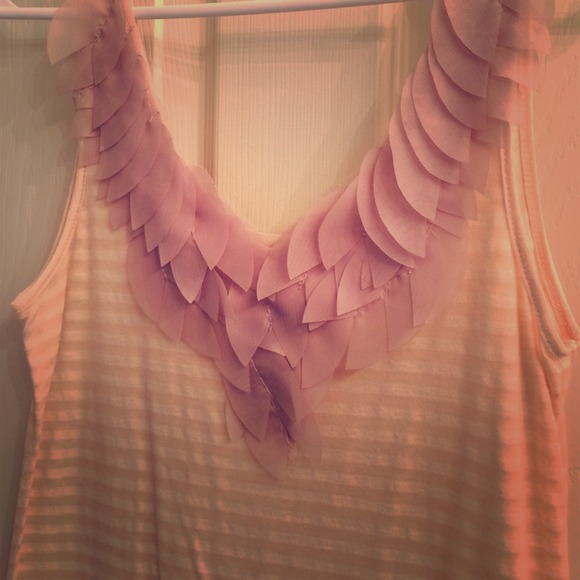 Lush tank with feathered neckline