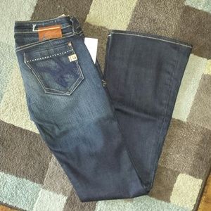 Union dark denim flares