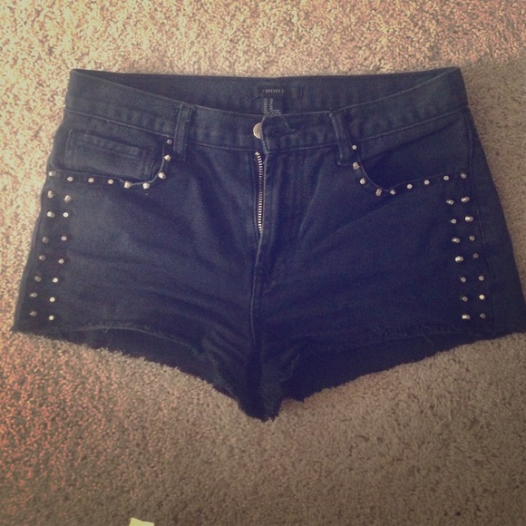 Studded black jean shorts