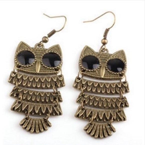 New fashion retro lovely cute owl bronze earring