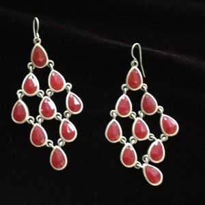 Coral and sterling silver earrings