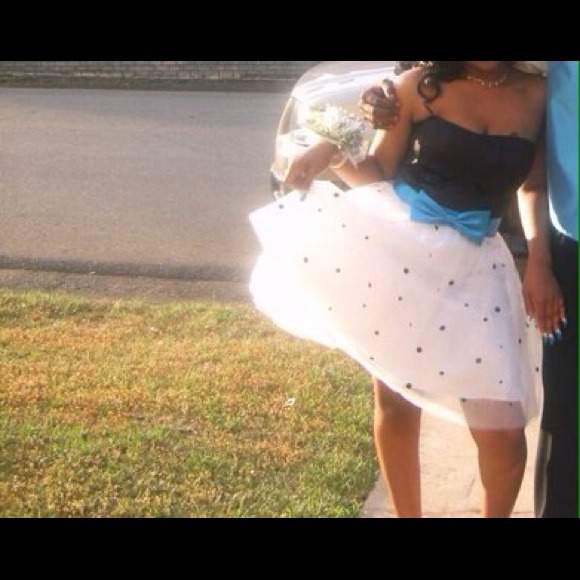 Blue/black/white prom dress - Picture 1 of 3