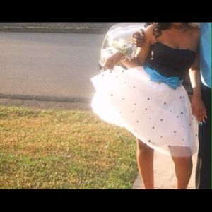 Blue/black/white prom dress
