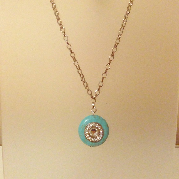 Swarovski crystal on turquoise stone necklace