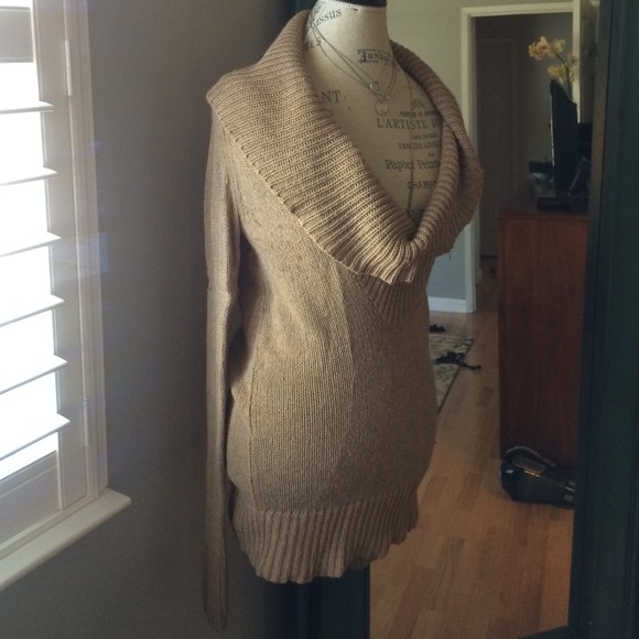 Long tan cowl neck  sweater