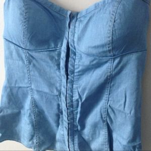 Guess Tops - Light Denim Bustier Top Guess Tops - Light Denim Bustier Top