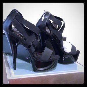 Brand new black high heels sandals
