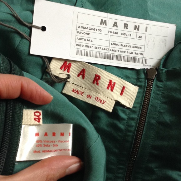 MARNI Couture Runway Designer Green Silk Dress NWT - Picture 4 of 6