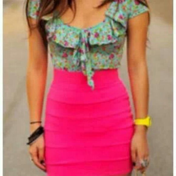 Neon pink skirt