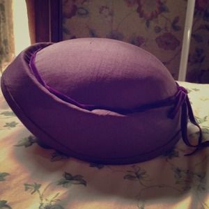 1950s Vintage Purple Pillbox Hat W/ Bow
