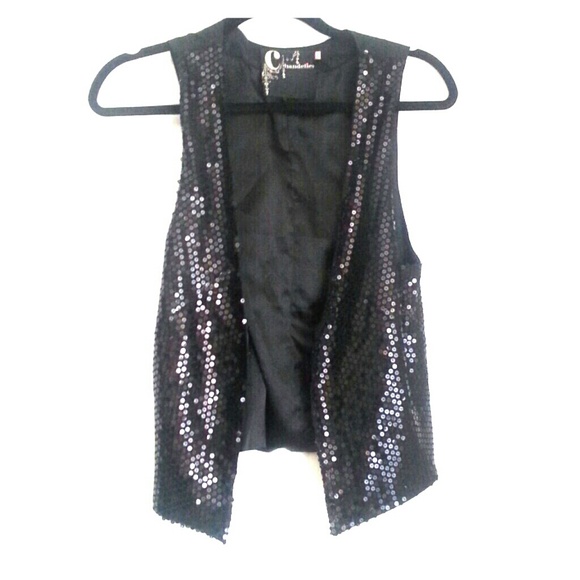 Black sequined vest