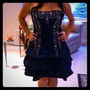 Blue and silver prom dress