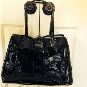 Black Coach Patent Leather Pocketbook