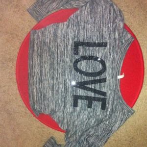 LOVE, gray tee